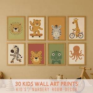 Nursery poster set, baby room wall decoration, nursery prints animals, boho poster bundle, baby gift birth, DIGITAL Download