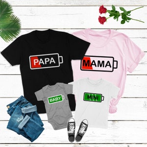 Famiglia Outfit Batteria SVG Design Mamma, Papà, Mini Plotter File eps,svg,png,pdf Corrispondenza Famiglia Svg, Low Full Battery Svg Mamma Papà Bambino