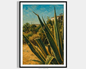 Agave Poster Print - Pflanzen Deko Gemälde - Digital Download Art Deco Kunstdruck, Moderne Wanddekoration, Wohnzimmer & Schlafzimmer Bild