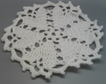 Crochet Valentine’s Day Hearts Desire Doily-White-11” diameter - READY TO SHIP!-Mother's Day