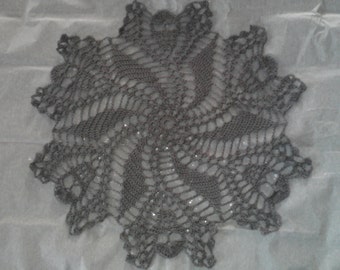 Cranial Thoughts Schedel Ronde Haak Doily-Gray-13 "- KLAAR OM TE VERZENDEN!