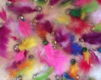 FEATHER BELL Cat Toys!!! Jingle Bell w/Feather - Cats Love Them!!! 6 pack