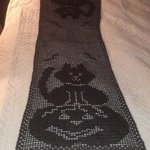 Kat in de Pompoen Patch Rechthoekige Gehaakte Halloween Tafel Runner-Zwart-56 "x18" - KLAAR OM TE VERZENDEN! afbeelding 6