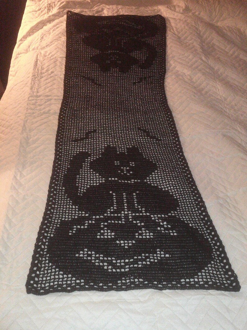 Kat in de Pompoen Patch Rechthoekige Gehaakte Halloween Tafel Runner-Zwart-56 "x18" - KLAAR OM TE VERZENDEN! afbeelding 6