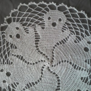 Boo Ghosts Small Round Crochet Doily-Halloween-White-15 image 3