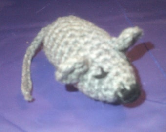 Crochet Mouse Cat Toy w/Catnip Pouch & Bells - Gray - 3.75"x2.5"