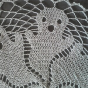 Boo Ghosts Small Round Crochet Doily-Halloween-White-15 image 4
