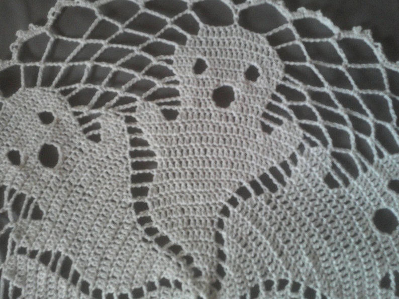 Boo Ghosts Small Round Crochet Doily-Halloween-White-15 image 4