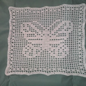 Butterfly Filet Crochet Rectangular Doily/Table Runner-Pink-13&quot;x15&quot; - READY TO SHIP!
