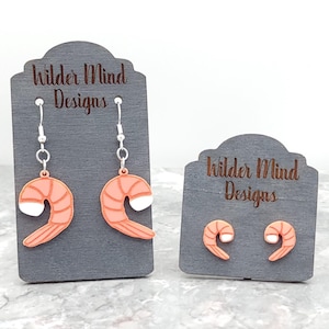 Shrimp Earrings, Shrimp Studs, Food Earrings, Foodie, Shrimp Gift, Shrimp Lover, Seafood, Party Earrings, Unique Earrings, Animal Earrings