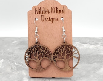 Tree of Life Earrings, Wooden Tree Earrings, Laser Cut Earrings, Beautiful Earrings, Tree Earrings, Boho Earrings, Wood Earrings, Trees