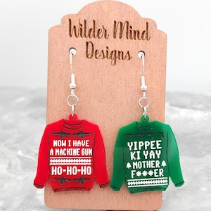 Funny Christmas Sweater Earrings: Laser Cut Acrylic Holiday Jewelry