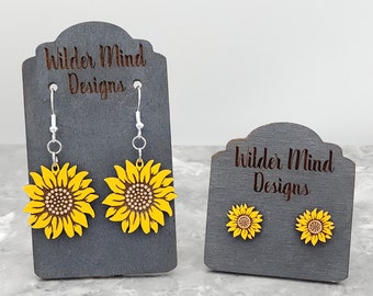 Sunflower Earrings, Sunflower Studs, Flower Earrings, Earrings for Girls, Laser Engraved, Summer Earrings, Trendy Earrings, Cute Earrings