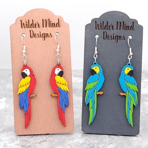 Hand-Painted Parrot Earrings: Tropical Bird Lover Gift