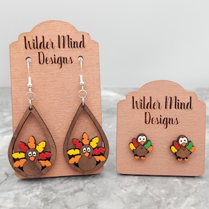 Turkey Earrings, Thanksgiving Earrings, Friendsgiving, Fall Earrings, Cute Earrings, Fun Earrings, Animal Earrings, Turkey Studs, Laser Cut