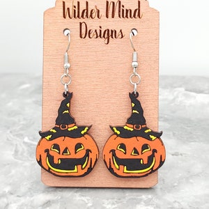 Vintage Pumpkin Earrings Halloween Earrings Jack O Lantern