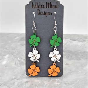 Hand-Painted Shamrock Dangle Earrings: St. Patrick&#39;s Day Jewelry