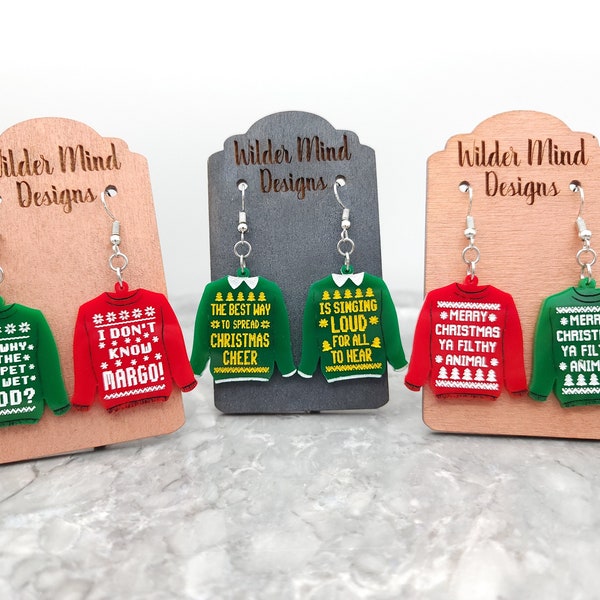 Merry Christmas Earrings, Why is the Carpet all Wet, Funny Earrings, Funny Christmas, Christmas Jewelry, Christmas Sweater, Elf Earrings