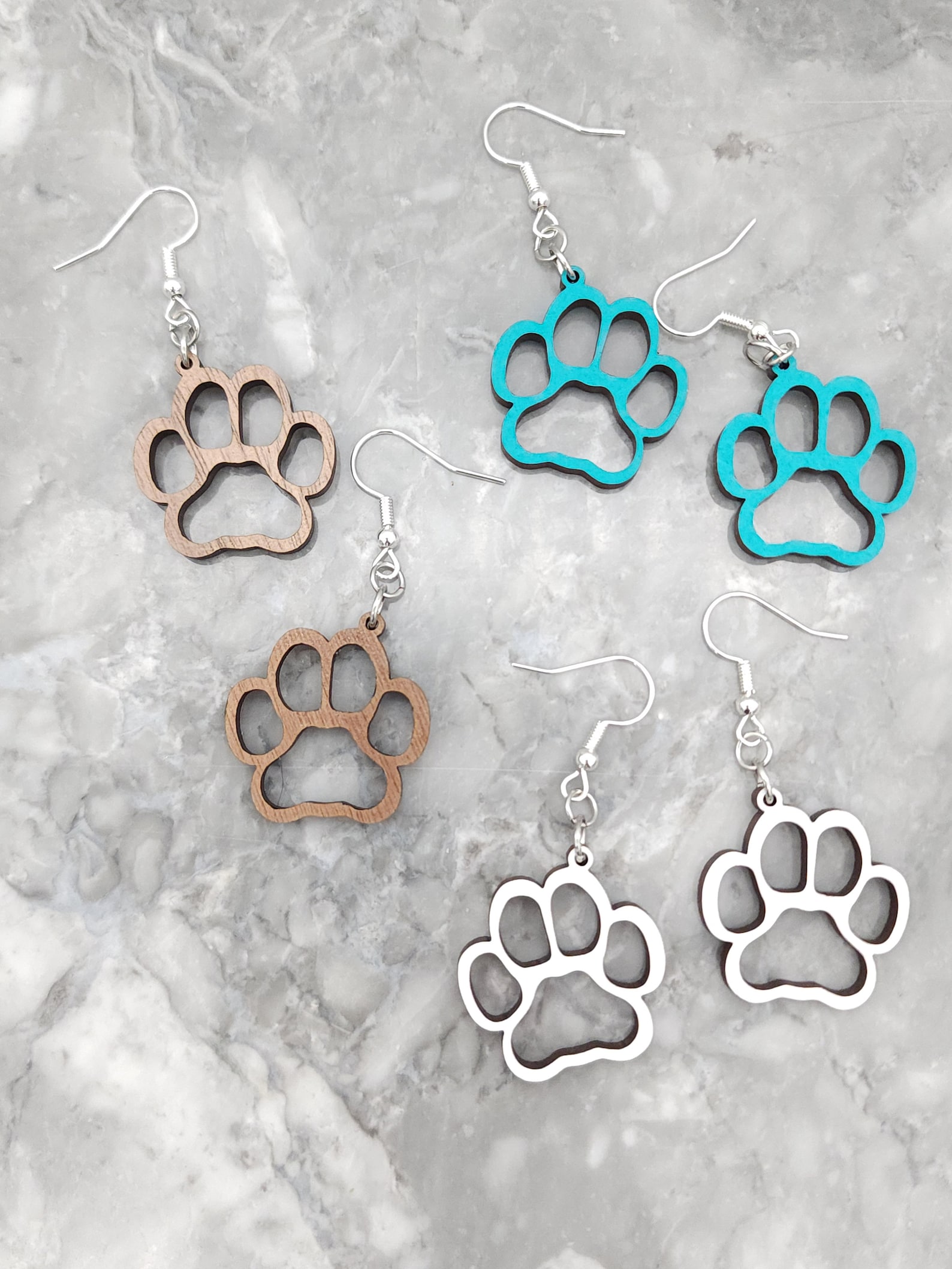 Paw Print Earrings Paw Prints Dog Earrings Cat Earrings - Etsy