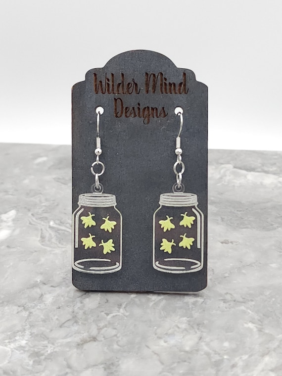 Firefly Earrings Mason Jar Earrings Acrylic Earrings Summer Earrings Cute Earrings Unique Earrings Fun Earrings Fireflies Mason Jar Etsy