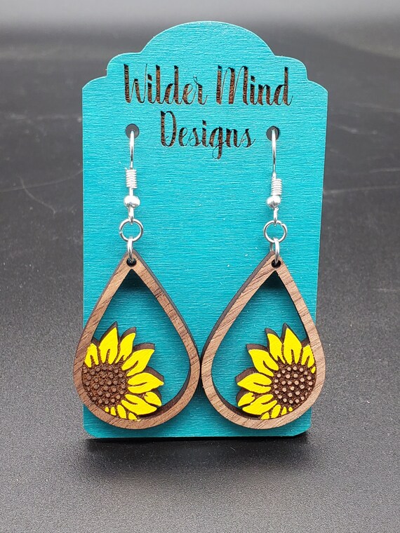 Sunflower Earrings Sunflowers Flower Earrings Earrings for Etsy