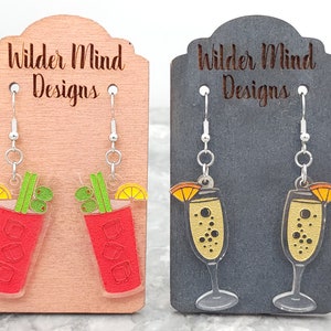 Bloody Mary Earrings, Alcohol Earrings, Mimosa Earrings, Brunch Earrings, Brunch Party, Alcoholic Drink Earrings, Drink Earrings, Hangover