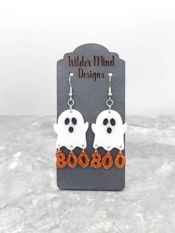 Boucles D'oreilles Fantôme Halloween BOO – Pendantes, 3 Couleurs, Fantaisie, Parfaites Pour Les Fêtes