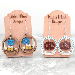 Oktoberfest Earrings, Octoberfest Earrings, Prost Earrings, Pretzel Earrings, Beer Earrings, Beer Fest Earrings, German Earrings, Unique