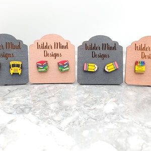 Laser Cut Crayon Studs: Teacher Earrings, School Gift
