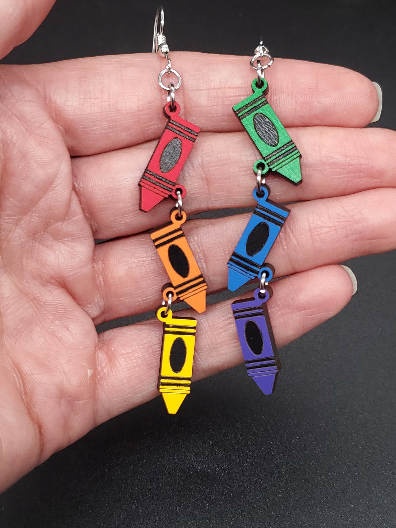 Crayon Earrings Crayon Dangle Earrings School Earrings Etsy