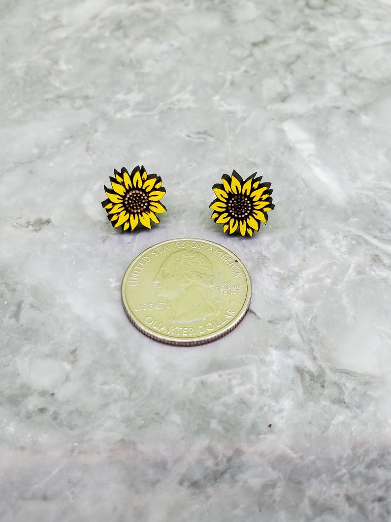 Sunflower Earrings Sunflower Studs Flower Earrings Earrings Etsy