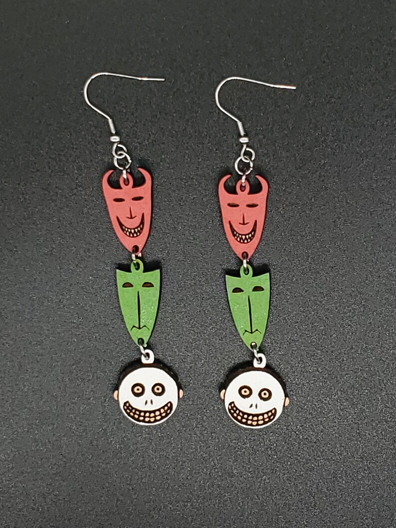 Lock Shock and Barrel Earrings Nightmare Before Christmas Etsy