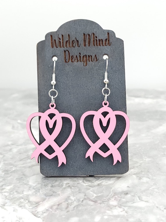 Breast Cancer Ribbon Earrings Cancer Awareness Ribbon Earrings Pink Ribbon Earrings Cancer Survivor Earrings Breast Cancer Earrings Etsy UK