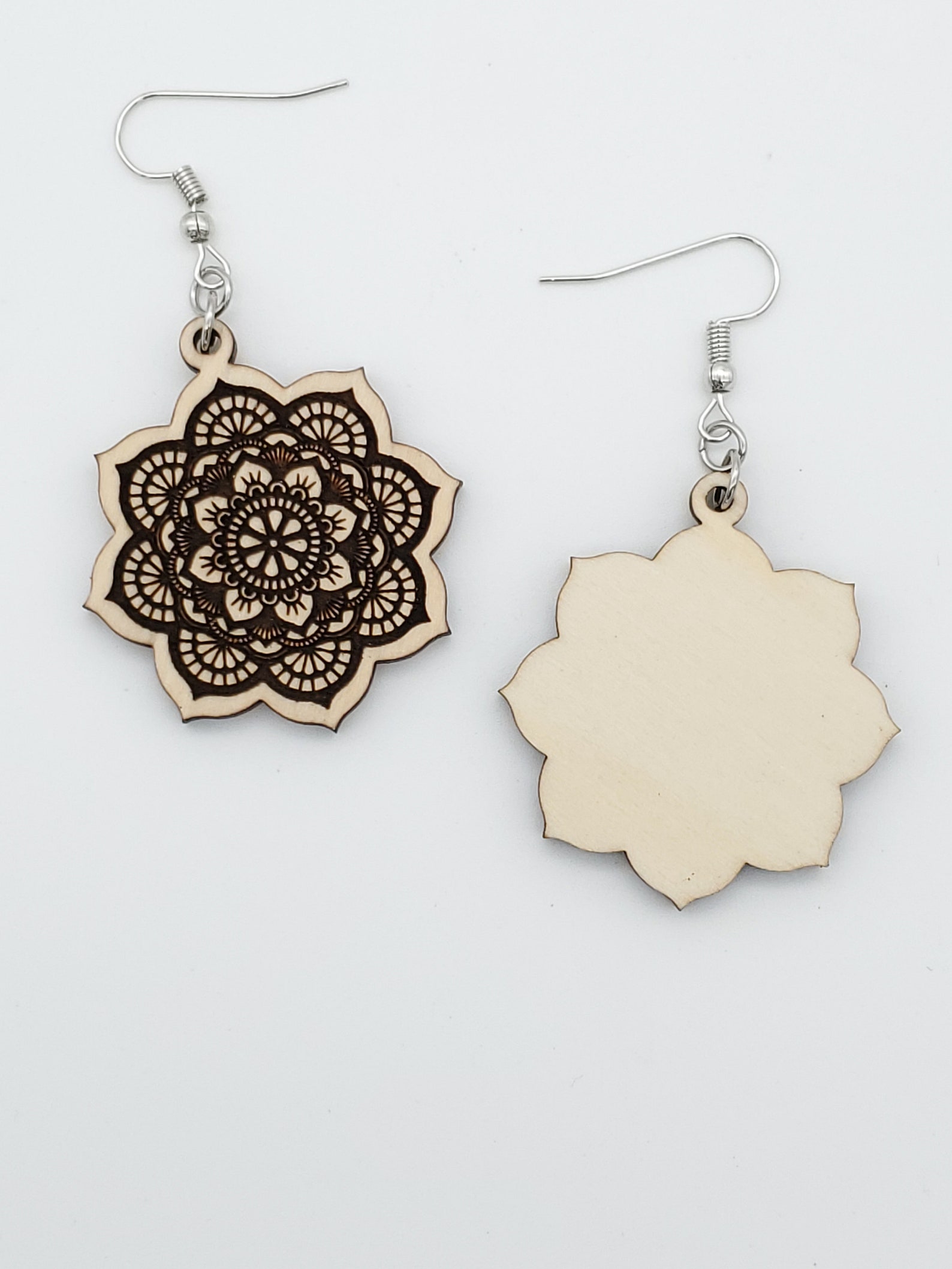 Mandala Wood Earrings Laser Cut Mandala Earrings Wooden | Etsy