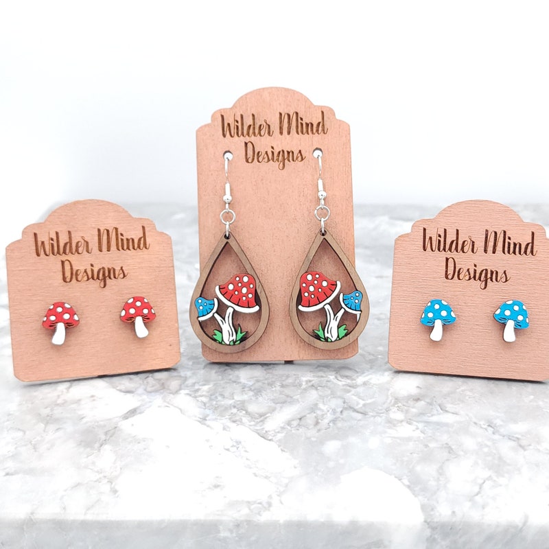 Mushroom Princess Earrings - Woodland Fantasy Holographic Jewelry | Hypoallergenic Boho Drop Earrings For Women