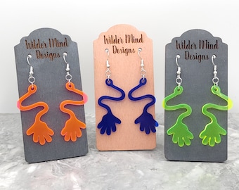 Translucent Sticky Hand Earrings: Retro Toy Acrylic Earrings