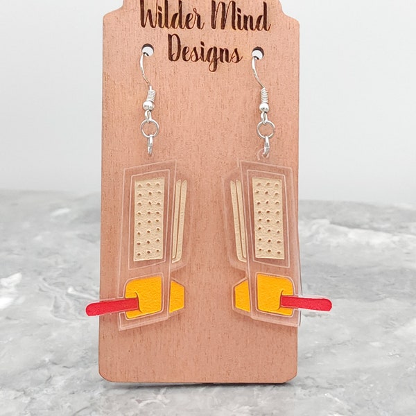 Cheese and Cracker Earrings, Nostalgic Earrings, 90s Earrings, Food Earrings, Teacher Earrings, Unique Earrings, Fun Earrings, Snack Earring