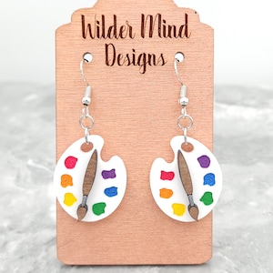 Paint Pallet Earrings, Artist Jewelry, Artist Earrings, Painter, Paint Earrings, Art Teacher Gift, Teacher Earrings, Painter Gift, Acrylic
