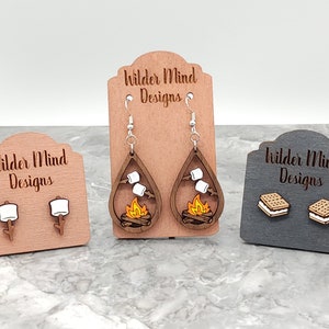 S&#39;mores Earrings, Marshmallow Earrings, Food Earrings, Dessert Earrings, Camping Earrings, Camper, Summer Earrings, Camp Fire, Smores