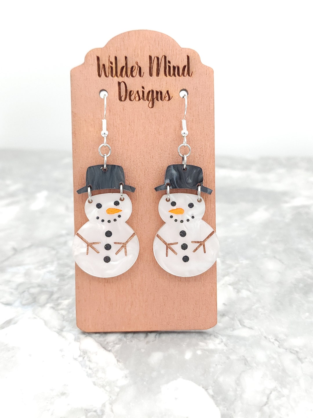 Snowman Earrings, Snowman Studs, Winter Earrings, Winter Jewelry