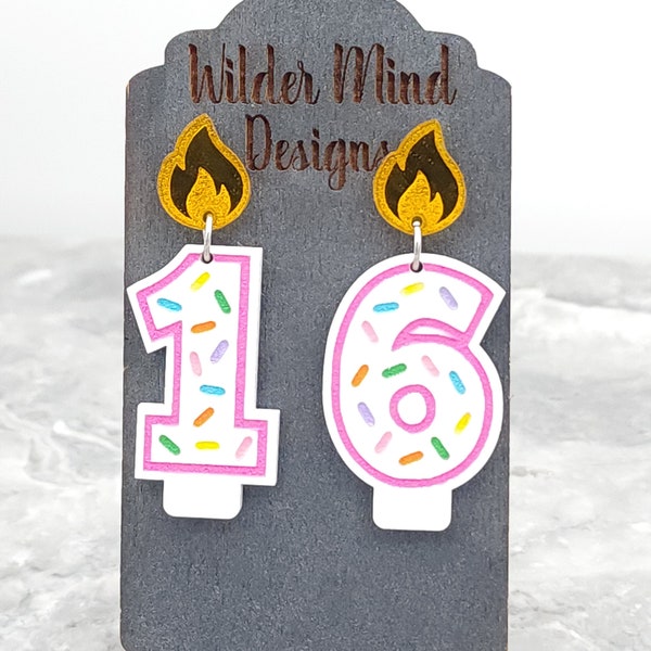 Birthday Earrings, Birthday Outfit, Birthday Party, Party Earrings, Birthday Gift, Birthday Candle, Fun Earrings, Candle Earrings, Milestone