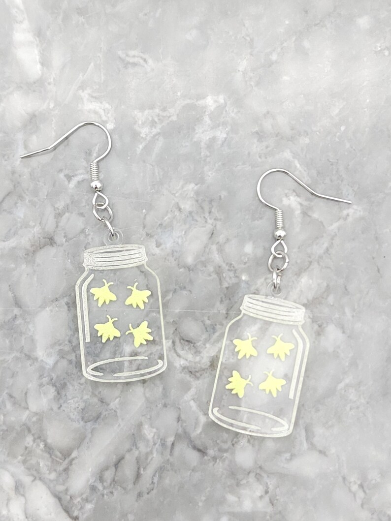 Firefly Earrings Mason Jar Earrings Acrylic Earrings Summer Etsy