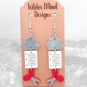 Rock, Paper, Scissor Earrings, Nostalgic Earrings, Funny Earrings, Teacher Earrings, Unique Earrings, School Earrings, Nostalgic Jewelry