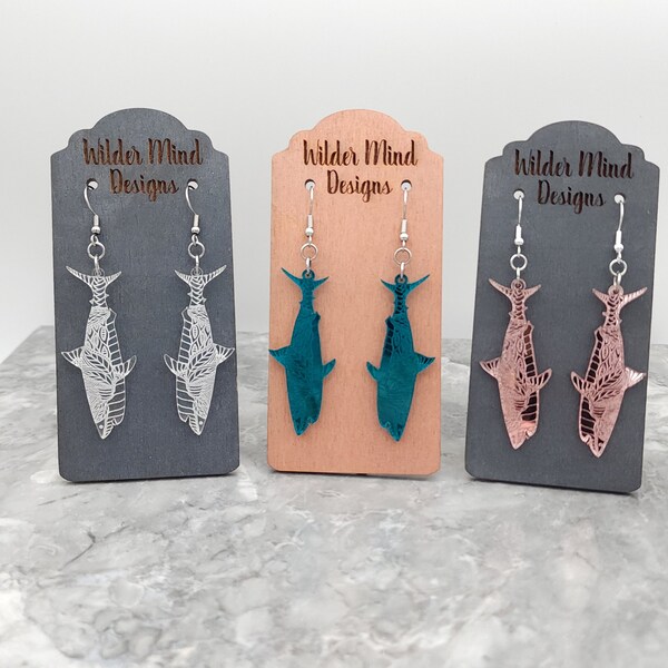 Acrylic Shark Earrings, Rose Gold, Sharks, Save Sharks, Shark Lover, Shark Week, Great White Shark, Shark Gift, Mandala, Lace, Unique