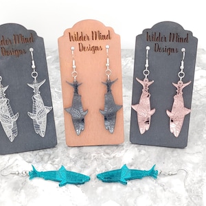 Laser Cut Acrylic Shark Earrings: Rose Gold Lace Mandala