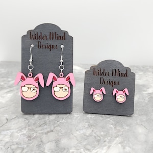 A Christmas Story Bunny Earrings: Laser Cut Pink Movie Studs