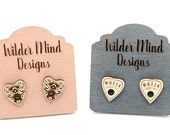 Oujia Studs, Oujia Board, Oujia Board Planchette, Planchette Studs, Cute Earrings, Spirit Board, Ghost Earrings, Halloween Earrings, Wood