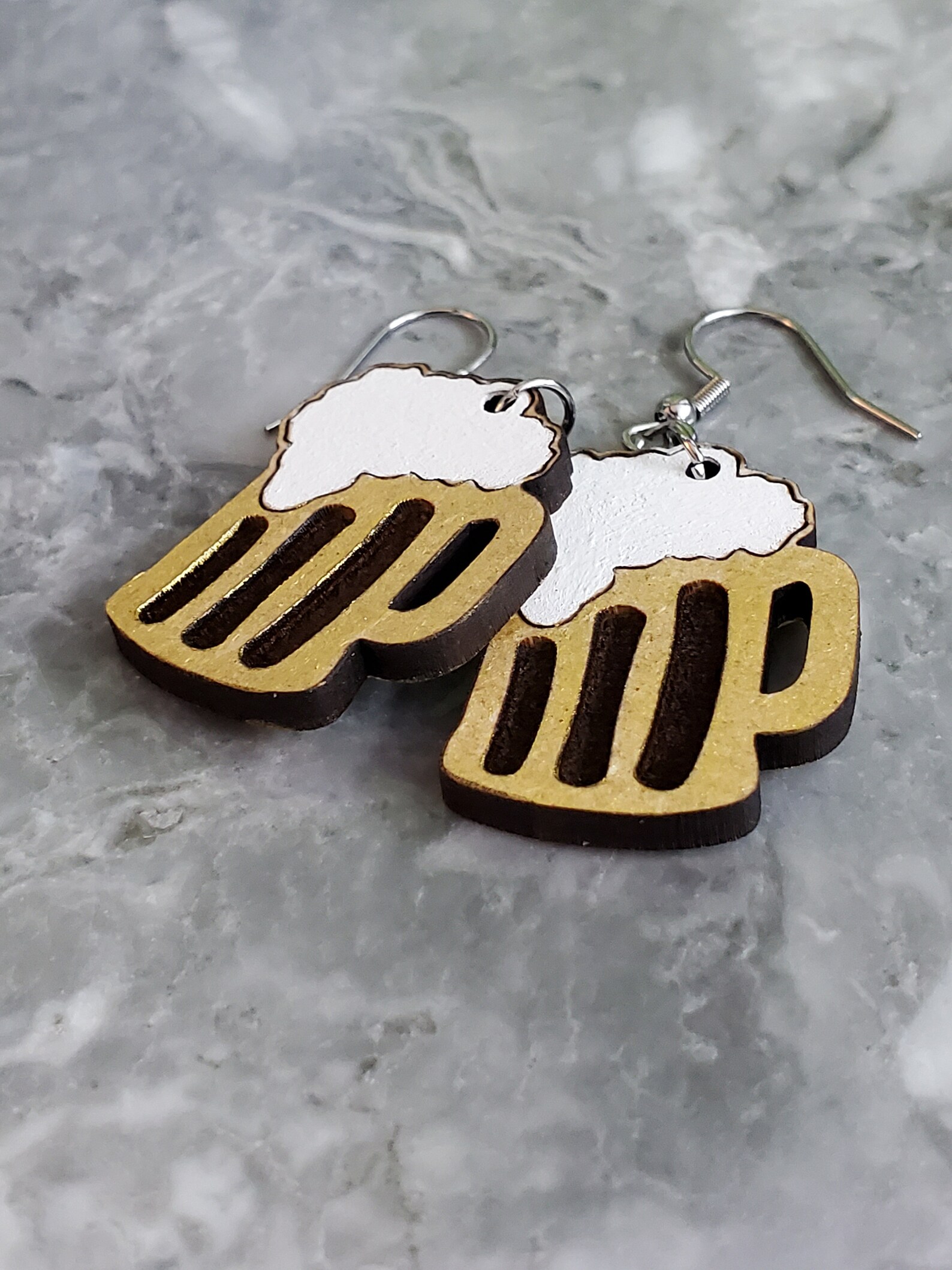 Beer Mug Earrings Wooden Earrings Beer Earrings Laser Cut Etsy