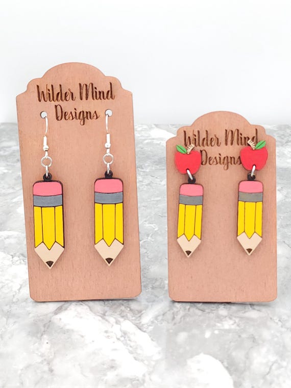 Pencil Earrings Teacher Earrings Back to School Teacher Gift Wood Earrings Laser Cut Jewelry Art Teacher Gifts for Teachers Etsy
