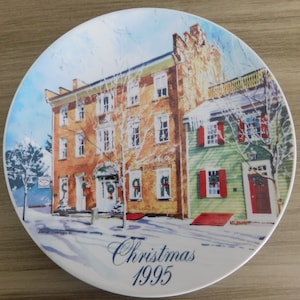 1995 Smucker's collector series Christmas plate, 8 3/8 inch Christmas plate, David Coolidge, Ohio collectible, Abraham Lincoln